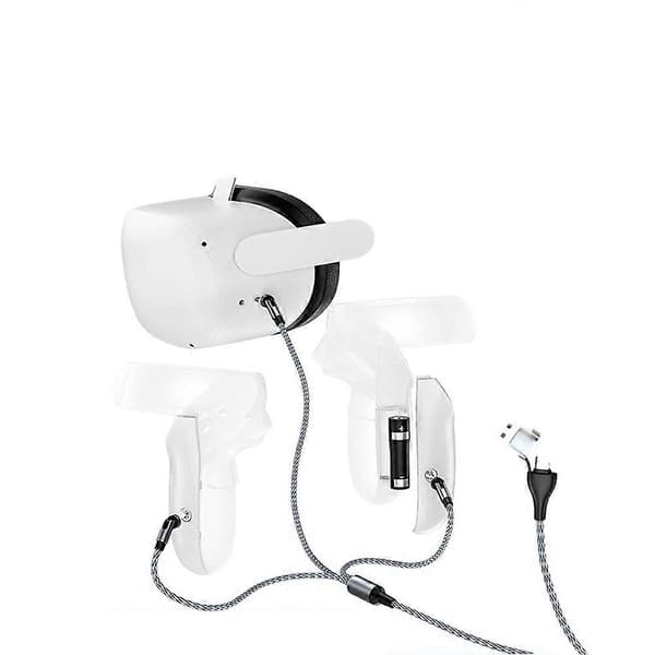 Magnetisk laddningskabel för Oculus Quest 2-kontroller, laddningsdockningssats med 2 batterier, batterilock, laddningskabel