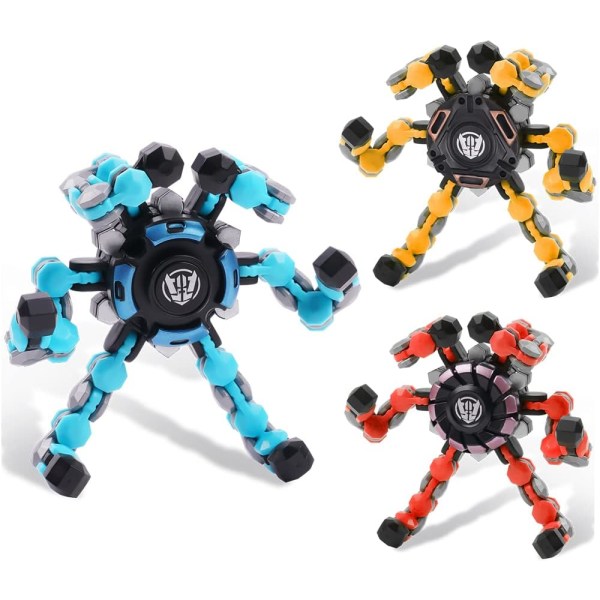 Fidget Spinner Toy, Hand Spinner Creative Transformable Chain Robot Toy, Sensoriske Leker Stressbestandige leker for barn Voksne (3 STK)