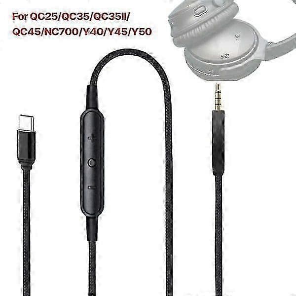 USB C til 2,5 mm han-kabel til QC25/QC35/QC35II/QC45 hovedtelefonkabel med mikrofon