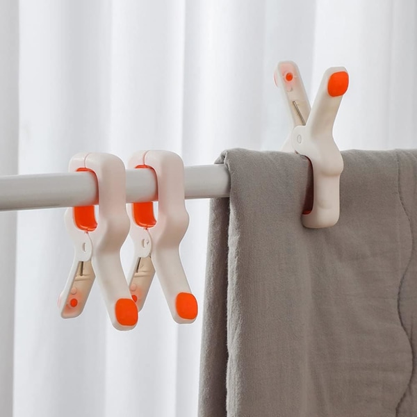 Klesklyper, sett med 8 store klesklyper i klare farger, vindtette klesklyper for fluktstoler, bassengstoler, familiepakke med håndkleklemmer