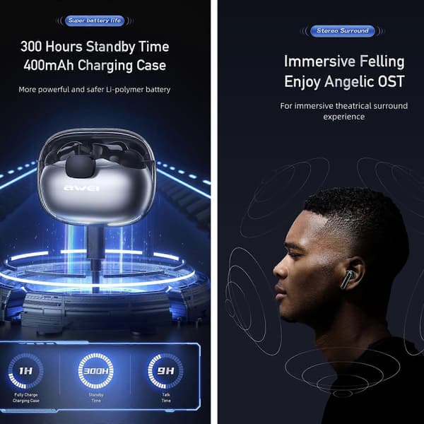 awei T52 trådløse Bluetooth-ørepropper for gaming