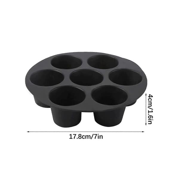 Airfryer Silikongel 7-hulls Kakeform Ovn Muffinsform Kakeform[HK] svart 18cm