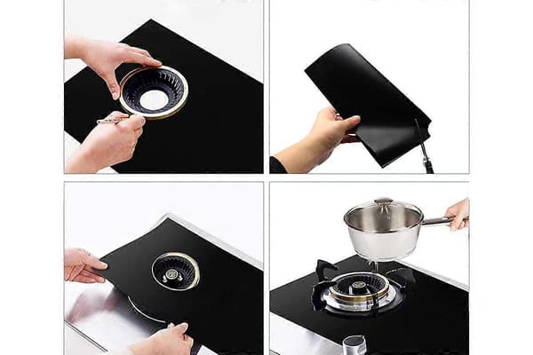 3 st non-stick gasspis skyddsmatta återanvändbara brännarskydd Black One Size