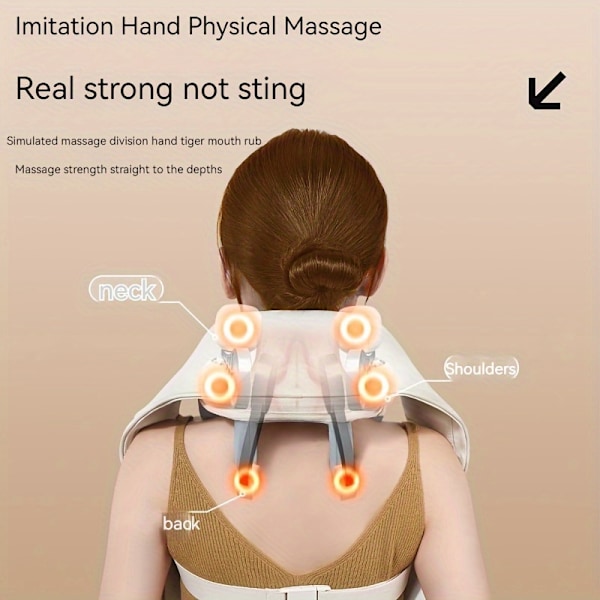 Nakkemassager, nakke, skulder, talje, ben, relaxmassager Shiatsu: Elektrisk genopladelig massagepude - 3D-opvarmet dybvævsmassage Hvid