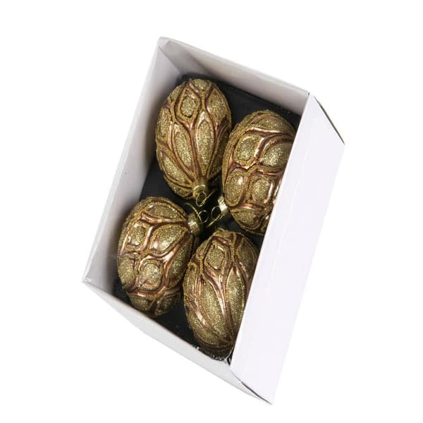 En Mängd Dekoration - Julgranspynt Glaskula Gloria Koppar 8cm 4-pack gold