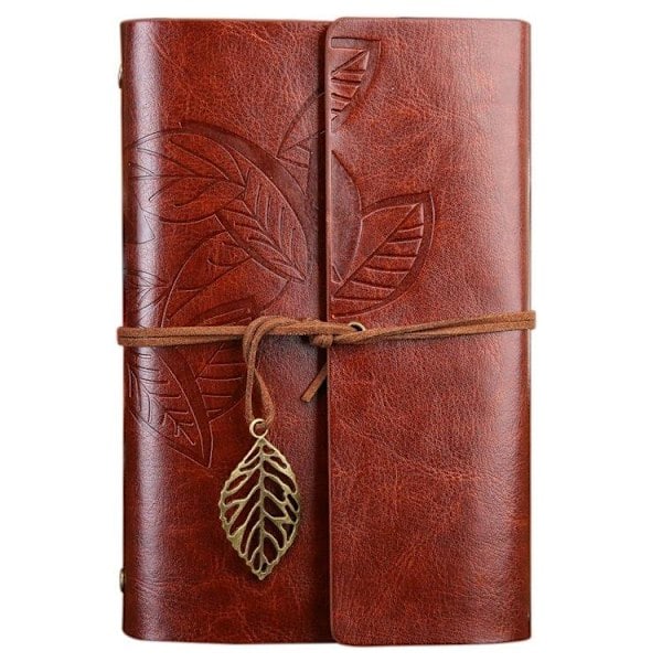 Dagbog / Notesbog 14 cm - Retro Læder - Brun Brun