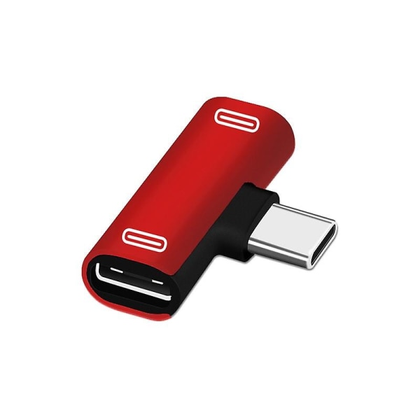 2-i-1 USB C-splitter Type C Hanne Til Dual Type C Hunnehodetelefonlader red