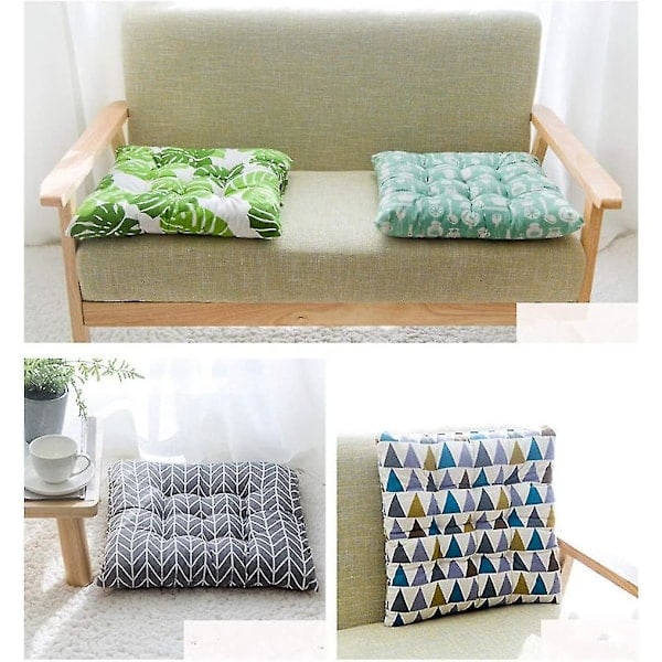 Sittdyna, set med 2 dynor, sittkudde, sittdyna 40x40 cm, trädgårdsdyna (gul schackbräde, rund)