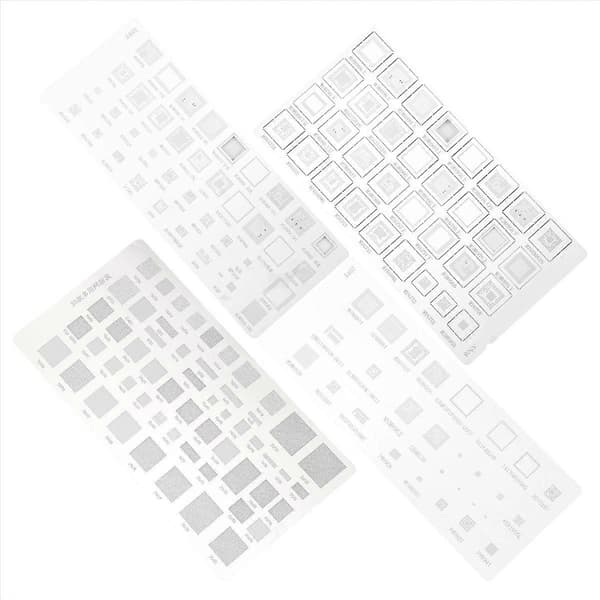 4PCS Universal BGA Stencil för MTK MSM Samsung Huawei Xiaomi iPad CPU RAM PM Power IC Reball Pin Dir