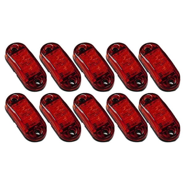 10x Rød LED 2,5 tommer 2 Dioder Oval Klaringslys Tilhenger Lastebil Sidemarkeringslampe