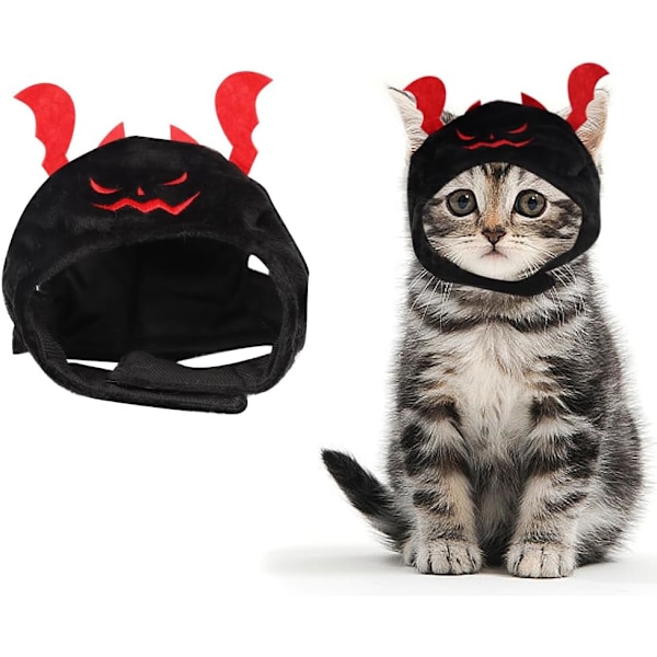 Katt Halloween Djävul Kostym Hund Halloween Djävul Hatt Husdjur Huvudbonad för Halloween Fest Justerbar Djävul Mössa Svart Djävul Hatt Klä Upp Black Devil