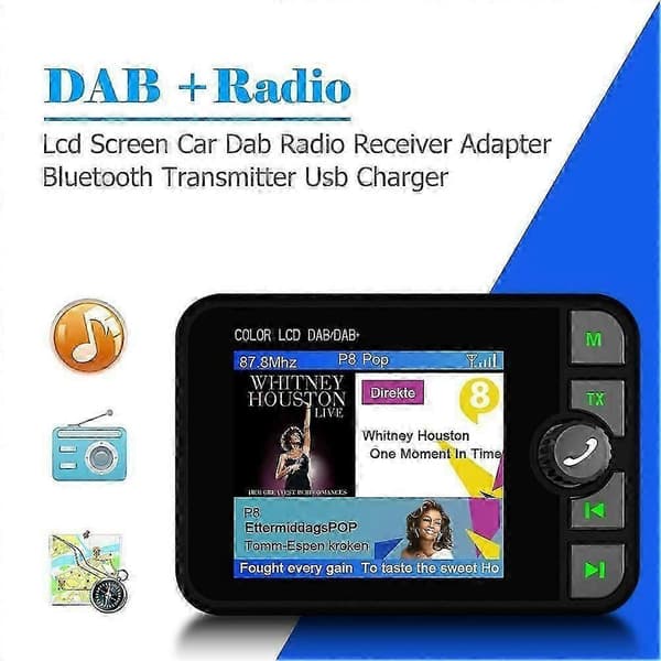 Dab Radio Modtager I Bil Stereo Lyd Digital Signal Broadcast Adapter Dab+ Antenne Bluetooth-Kompatibel Mp3 Fm Transmitter FD