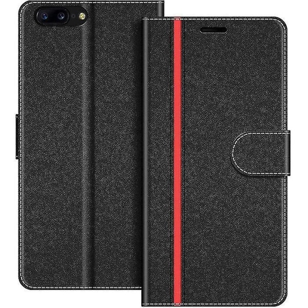 Oneplus 5 Læder Taske Oneplus 5 Pouch Oneplus 5 Stand Funktion Oneplus 5 Sort-rød