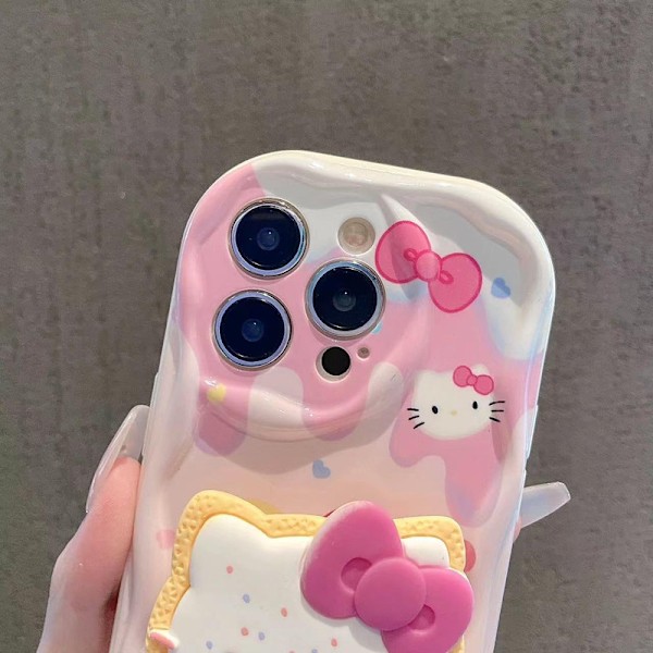Kawaii iPhone-deksel - Søt Katte-Tegneserie TPU Mobiltelefondeksel med Luftpute Stativ Designet for Jenter og Gutter iPhone 12 Pro