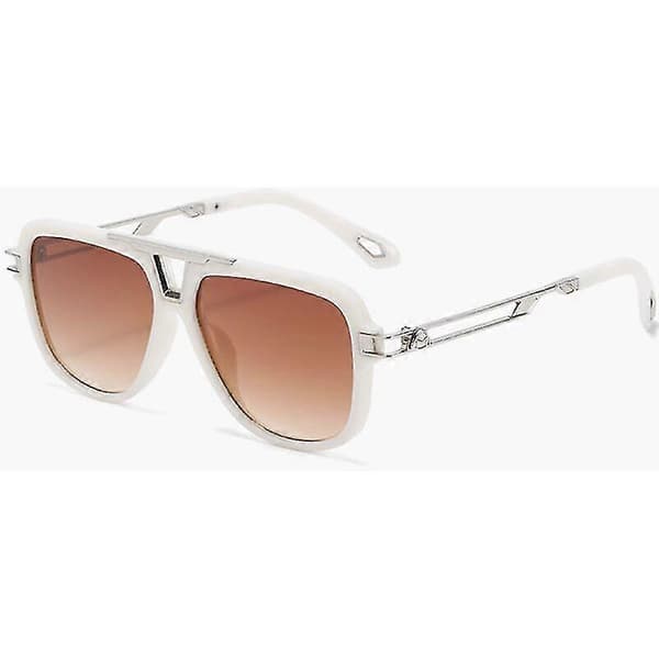 Fyrkantiga solglasögon i metall för män och kvinnor Anti-UV-solglasögon (beige ram gradient tebitar)