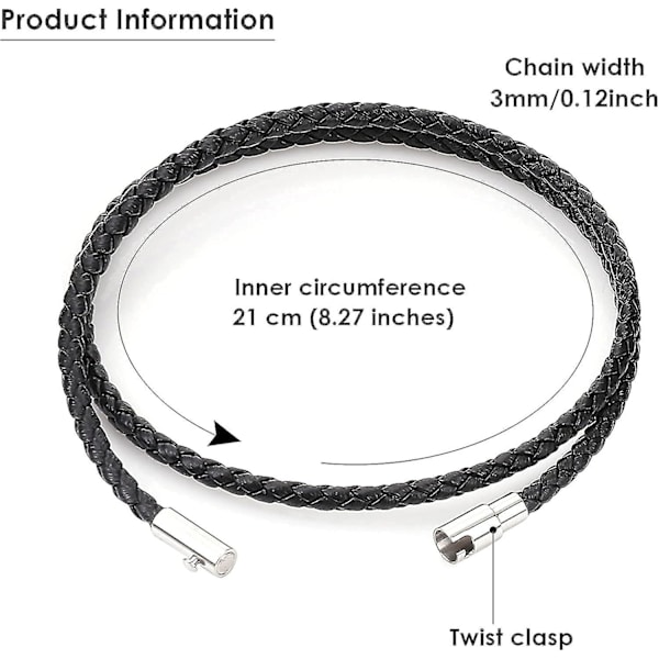 Læderarmbånd med dobbelt flettet læderarmbånd til mænd og kvinder i rustfrit stål med magnetlås