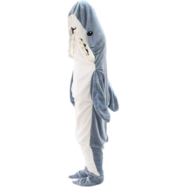 Hajformad filtfilt, hajfilt, supermjuk mysig flanellfilt, hajsäck, haj-onesie-filt, hajsvans, bärbar fleecefilt, Sha M