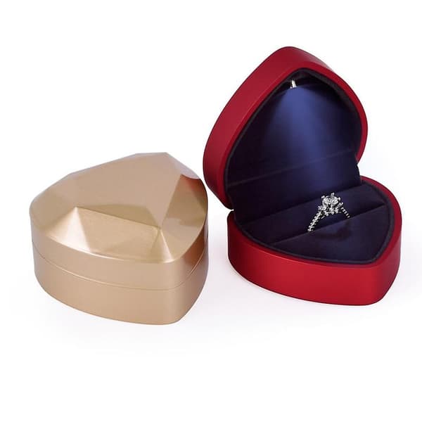 Smyckeskrin med display, ringbox, ljusband, LED-smyckeskrin, sammets presentförpackning White