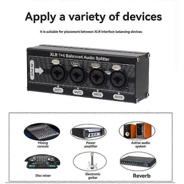 XLR 1x4 balanserad splitter och signalfördelningsbox