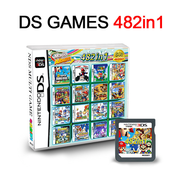 482 i 1 Album Videospill Kassett Konsoll Kort for Nintendo Ds 3ds 2ds Nds Ndsl Nds 482 in 1
