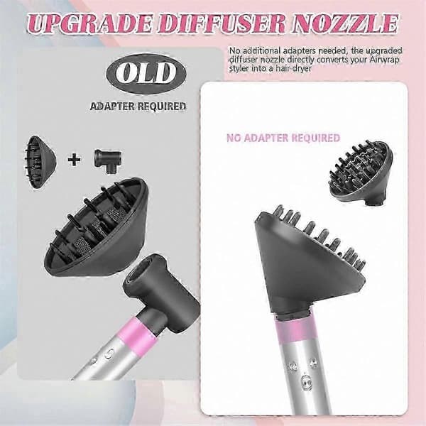 VersaWave Hårstyler Diffuser Munnstykke Adapter for Multifunksjonelle Krølle- og Tørkesystemer Rose Red
