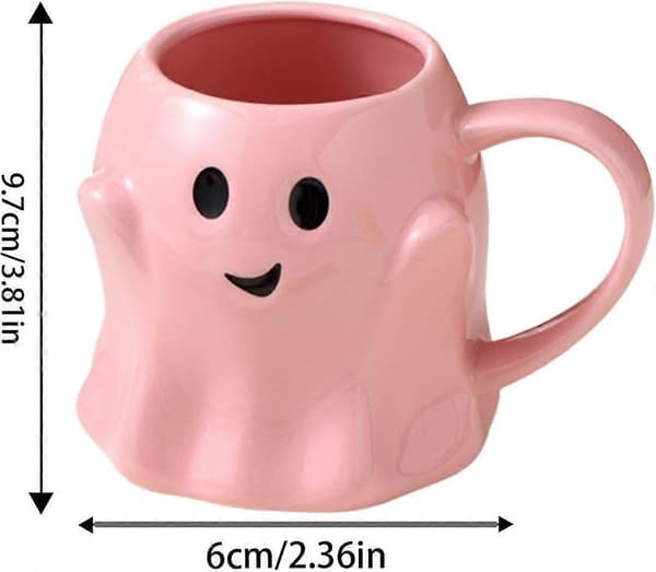 Halloween Spøkelseskopp, Keramisk Spøkelseskopp, Spøkelseskaffekopp, Søt Spøkelsesmønsterkopp Pink