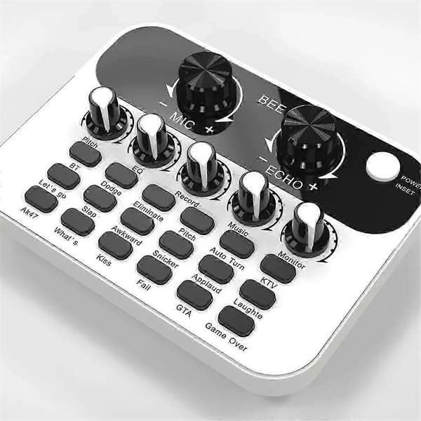 Mini lydgrensesnitt Podcastmikser for PC og telefonkringkastingsopptakseffekter Vit