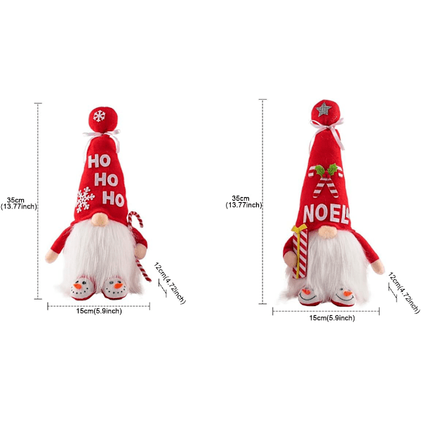 2 stk julegnomer håndlagde plysjdekorasjoner Julenissen til hjemmedekorasjoner Juleferiedekorasjoner