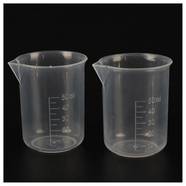 4 st 50 ml laboratorieplast vatten vätskemätkopp transparent