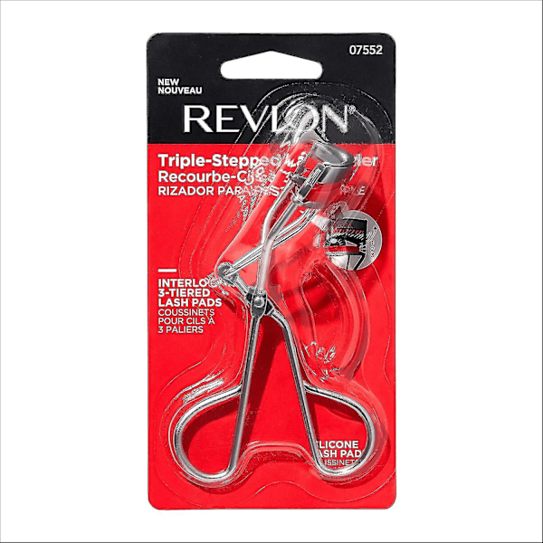 Triple-stepped Lash Curler, rostfritt stål/rött