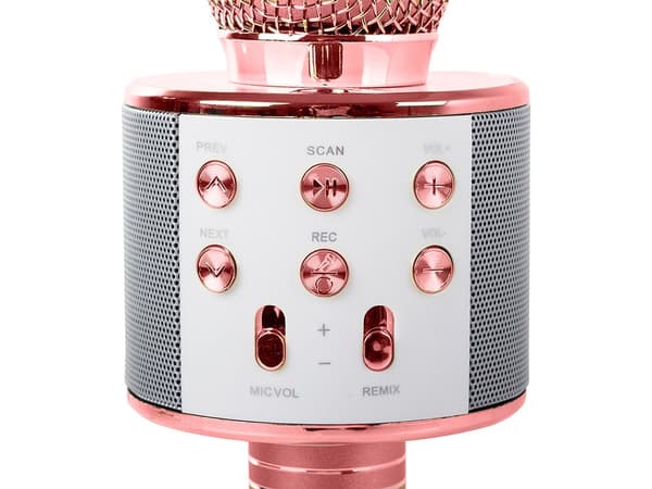 Wireless Microphone Bluetooth Karaoke Speaker Round with Case Various Modes Rosa pink
