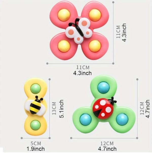 3 kpl – Fidget Spinner imukupilla lapsille – Monivärinen pyörivä lelu