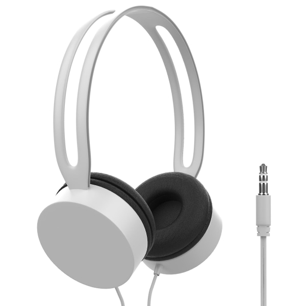 3,5 mm kablede hodetelefoner Mikrofon støyreduksjon over øret stereohodetelefoner white