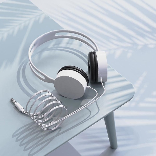 3,5 mm hovedtelefoner med ledning Mic Noise Cancelling Over Ear Stereo-øretelefoner white