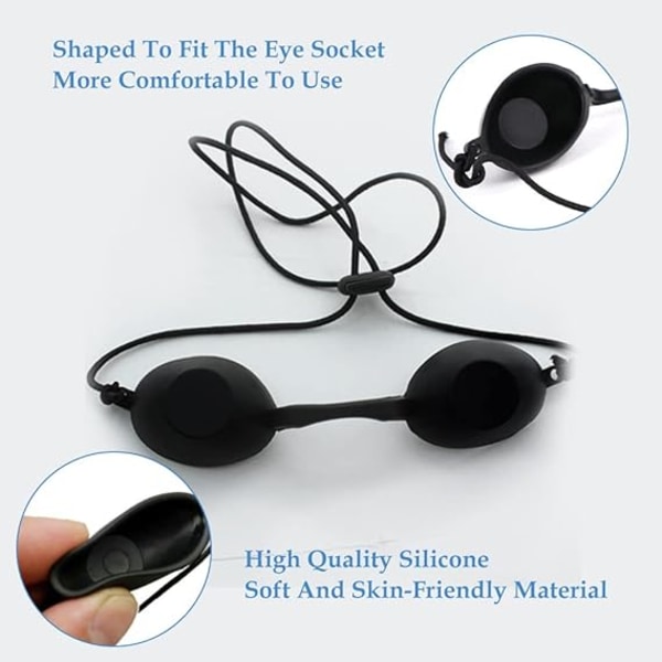 Solbrilleglass, solariumsbriller, myk silikon Slitesterk Komfortabel, beskyttende briller Svart egnet for skjønnhetsklinikk eller hjemme