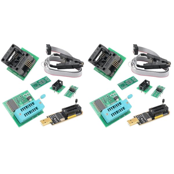 2X CH341A BIOS USB-programmør SOP8 DIP8 1.8V konverteringsstik 8-bens testklemme sæt til iPhone eller bundkort Blue