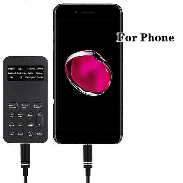 Stemmeeffektmikrofon med 8 moduser for telefonopptak og karaokesesjoner Black
