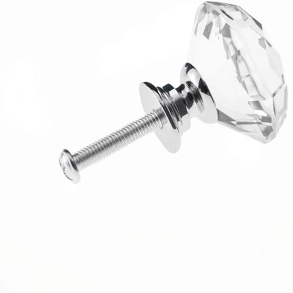 Diamond Shaped Glass Knobs Transparent/Silver 8 pcs 246