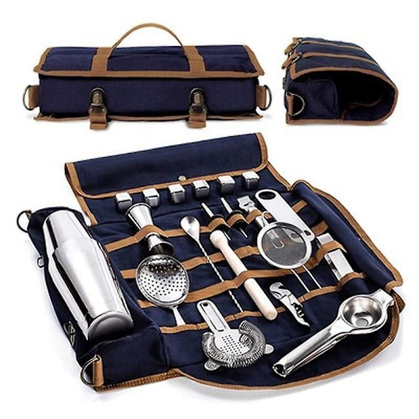 Bar Bartender Bärväska Kreativ Bartender Canvas Toolkit Pack Bar Verktyg Cocktail Shaker Set Förvaringsväska Endast Brown