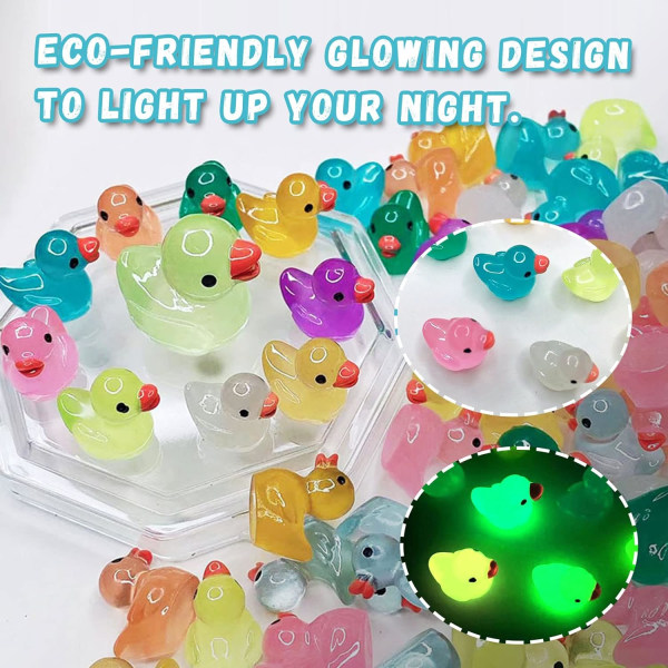 50 stk Mini Light Up Ducks Resin Crafts Farverige miniature figurer til haven Landskab Dukkehus Decor Crafts Home Decor (9 farver)