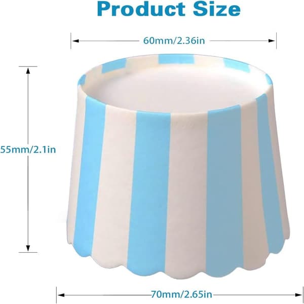 Cupcakeforme, 50 STK Elegante Muffins Bageforme Blå og Hvide Striber Cupcake Liners Muffin Liners Bagepapirforme Fedtbestandige Indpakninger Cupcake