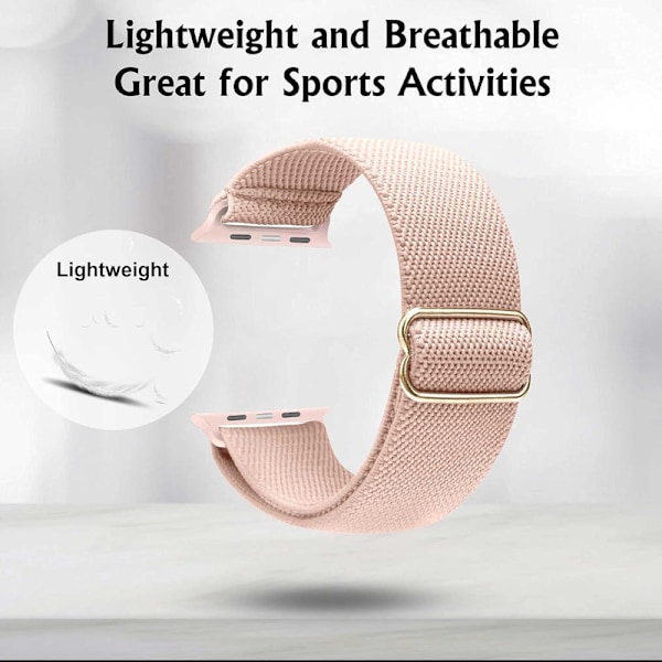 Joustava kellon ranneke, yhteensopiva Apple Watch -rannekkeen kanssa 41mm 40mm 38mm, mukava säädettävä urheiluranneke naisille ja miehille - Vaaleanpunainen
