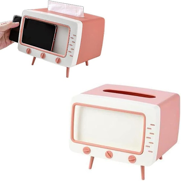 Home TV Shape Phone Holder Tissue Box Desktop Napkin Holder