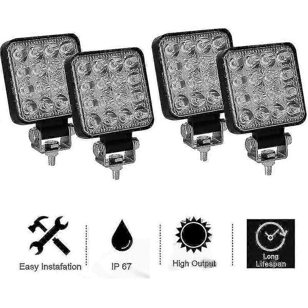 2024 4 stk LED arbeidslys 3 tommer 48W LED arbeidslys spotlight tåkelys -HGDMV