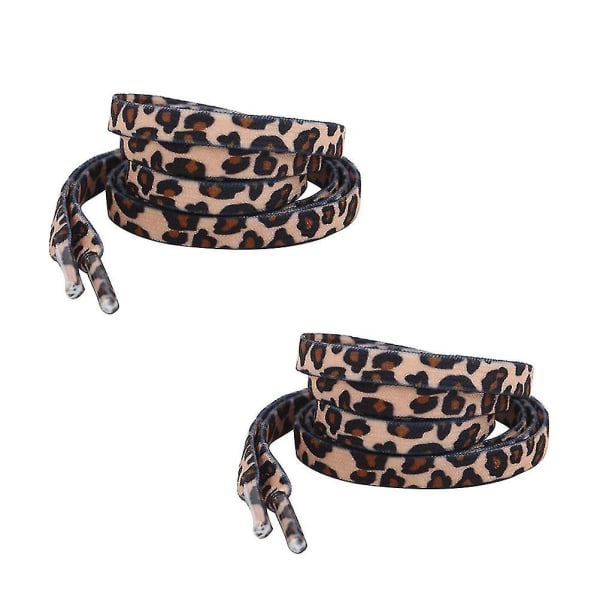2 par klassiska platta skosnören Kreativa skoband Coola skosnören (leopard)