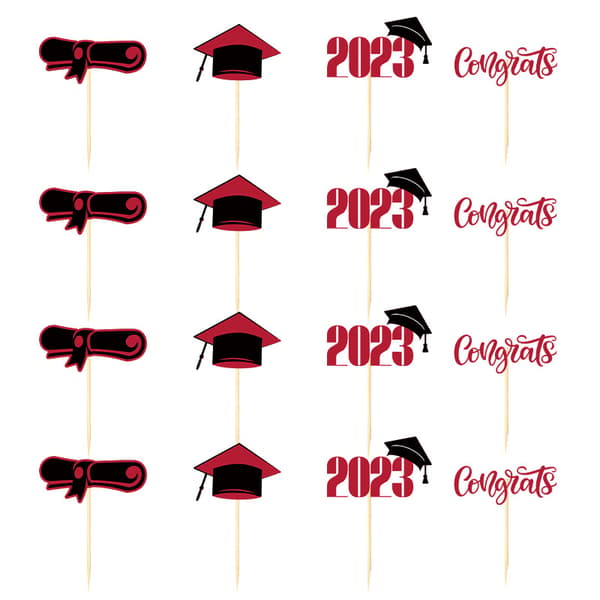 (48 STK) Kagedekoration til studenterfest, kagedekoration 2023, studenterdekoration, studenterkage