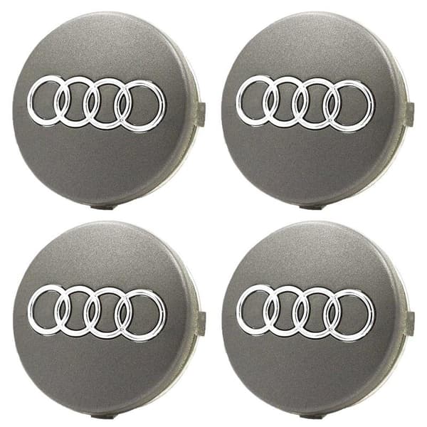 Part Package - Compatible with Audi Wheel Caps/Wheel Logos - B 58 58 Silver 60 mm