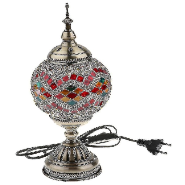 Handgjord turkisk marockansk mosaikstil bordsbord sänglampa Eu-kontakt 4