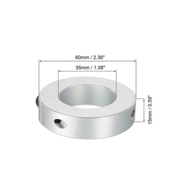 Akselklemme 1,38 tommer boring dobbel delt aluminium klemkrage akselklemmer med settskrue sølvfarget