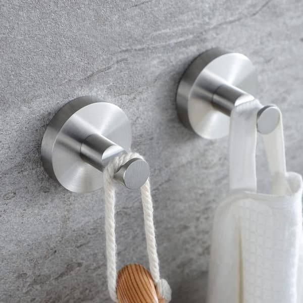 Durable Stainless Steel Towel Hook, Space-Saving Wall-Mounted Rustproof Hanger For Bathroom, Heavy Duty Brushed Nickel Robe Hook Easy Installation